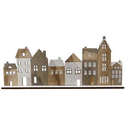 GEROMA Stojací vánoční dekorace krajinka s městem dřevěná 30 cm, 1 ks GEROMA Stojací vánoční dekorace krajinka s městem dřevěná 30 cm, 1 ks