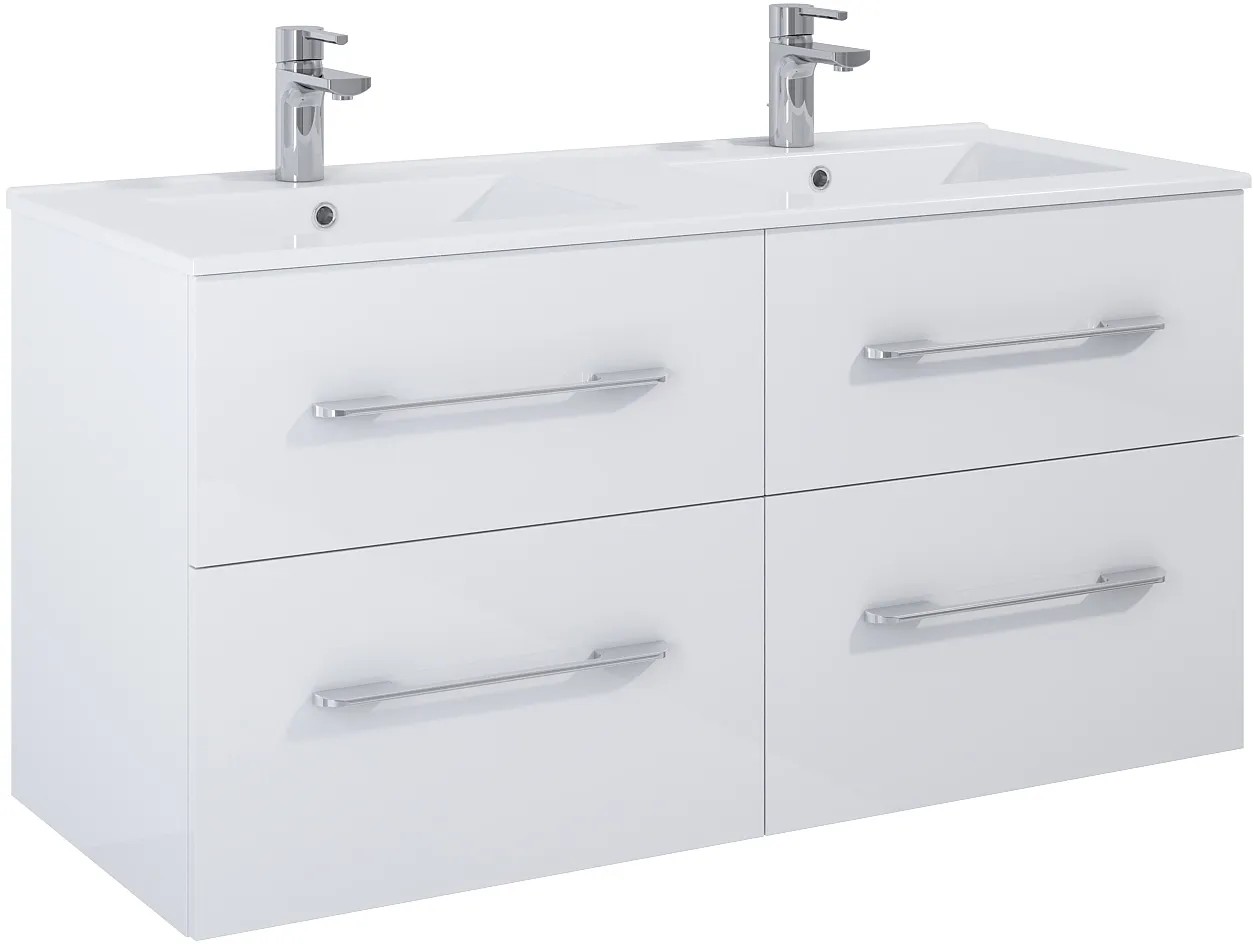 Maximus Skříňka pod umyvadlo Madrid, 4 zásuvky, bílá + stříbrné úchytky, 120 cm Maximus Skříňka pod umyvadlo Madrid, 4 zásuvky, bílá + stříbrné úchytky, 120 cm