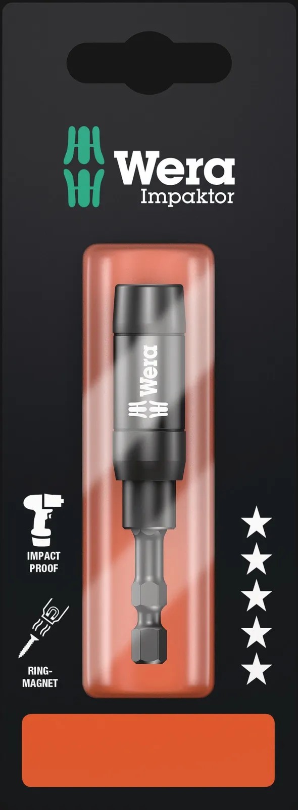 Wera Držák bitů Impaktor 897/4 IMP R SB s prstencovým magnetem a rozp. kroužkem Wera Držák bitů Impaktor 897/4 IMP R SB s prstencovým magnetem a rozp. kroužkem