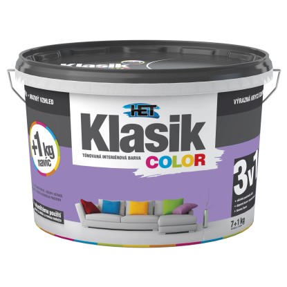HET Klasik COLOR Tónovaná interiérová barva KC 0347 fialová šeříková, 7 + 1 kg HET Klasik COLOR Tónovaná interiérová barva KC 0347 fialová šeříková, 7 + 1 kg