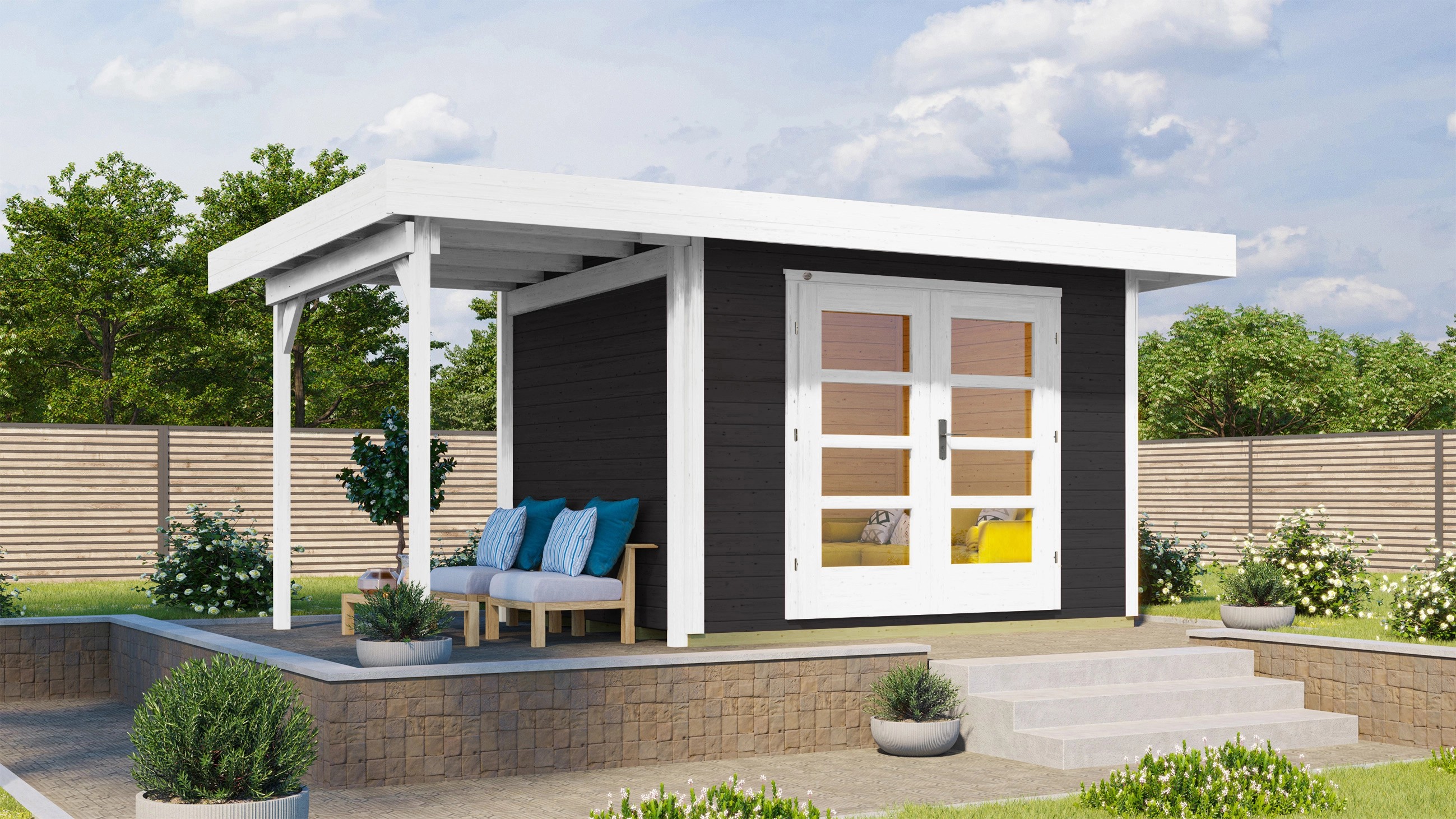 Weka Designový zahradní domek 126 A vel. 1, antracitová, 442 x 240 cm Weka Designový zahradní domek 126 A vel. 1, antracitová, 442 x 240 cm