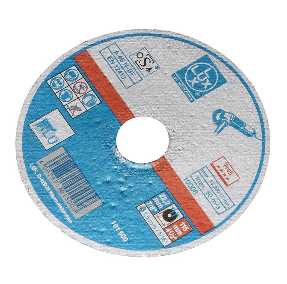 LUX-TOOLS Řezný kotouč vyztužený tkaninou 115 mm LUX-TOOLS Řezný kotouč vyztužený tkaninou 115 mm