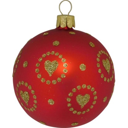 Ornex Vánoční ozdoba skleněná koule se zlatým srdcem červená, 7 cm Ornex Vánoční ozdoba skleněná koule se zlatým srdcem červená, 7 cm