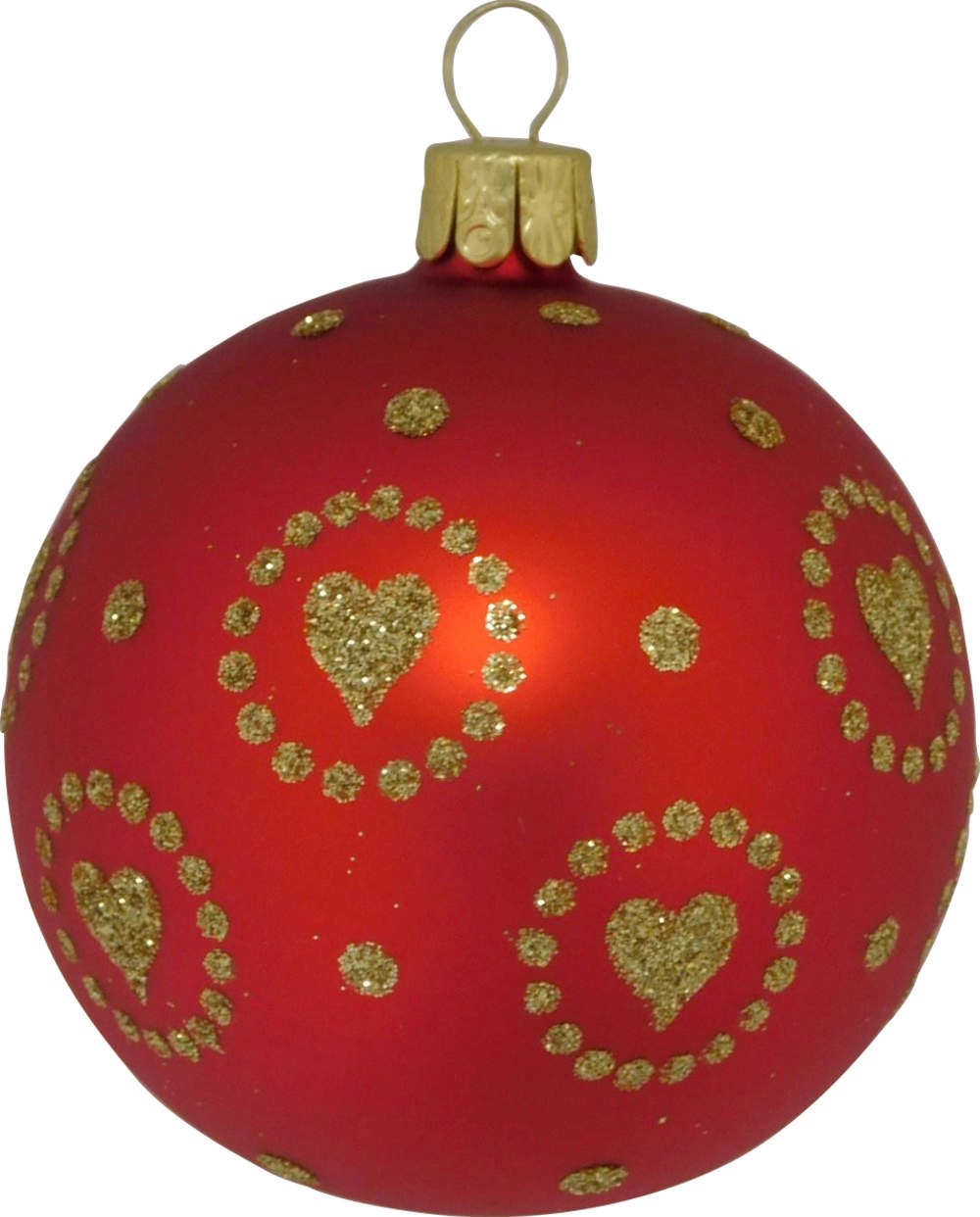 Ornex Vánoční ozdoba skleněná koule se zlatým srdcem červená, 7 cm Ornex Vánoční ozdoba skleněná koule se zlatým srdcem červená, 7 cm