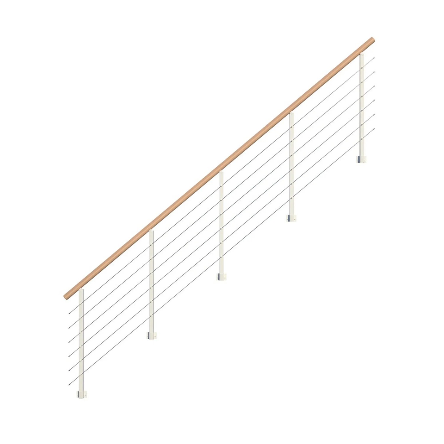 Kovové zábradlí StarWood Kos, 325 cm, s bukovým madlem a bílými sloupky pro schodiště a galerie. Kovové zábradlí StarWood Kos, 325 cm, s bukovým madlem a bílými sloupky pro schodiště a galerie.