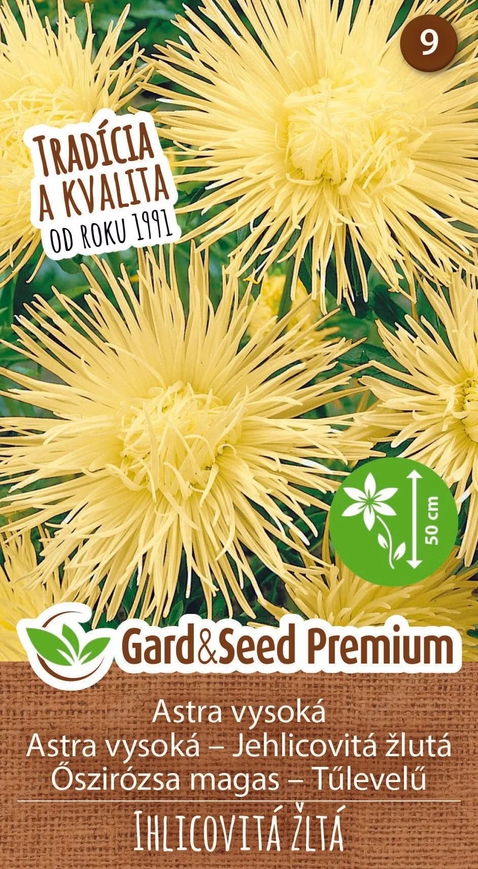 GardenSeed Premium Semínka Astra vysoká jehlicovitá žlutá GardenSeed Premium Semínka Astra vysoká jehlicovitá žlutá
