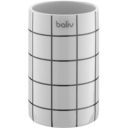 baliv Kelímek na zubní kartáčky Industrial keramický bílo-černý károvaný baliv Kelímek na zubní kartáčky Industrial keramický bílo-černý károvaný