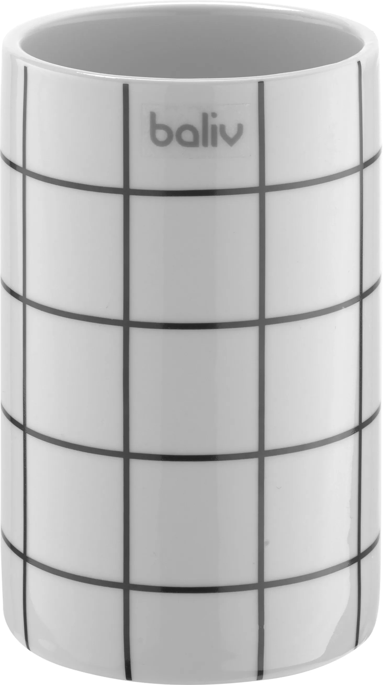 baliv Kelímek na zubní kartáčky Industrial keramický bílo-černý károvaný baliv Kelímek na zubní kartáčky Industrial keramický bílo-černý károvaný