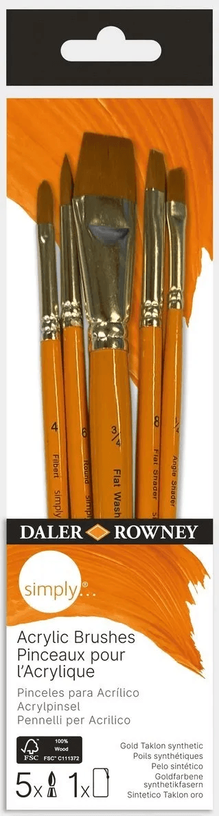 Daler Rowney Sada štětců pro akryl SIMPLY - široké, 5dílná Daler Rowney Sada štětců pro akryl SIMPLY - široké, 5dílná