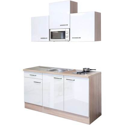 Flex-Well Valero Single kuchyňka, 150 cm, bílá/dub Sonoma, s varnou deskou, dřezem a mikrovlnnou troubou. Flex-Well Valero Single kuchyňka, 150 cm, bílá/dub Sonoma, s varnou deskou, dřezem a mikrovlnnou troubou.