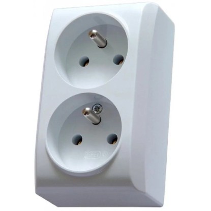 Ospel Zásuvka dvounásobná BIS na omítku uzemněná, 16A, 250V, 3520W, IP20, bílá Ospel Zásuvka dvounásobná BIS na omítku uzemněná, 16A, 250V, 3520W, IP20, bílá