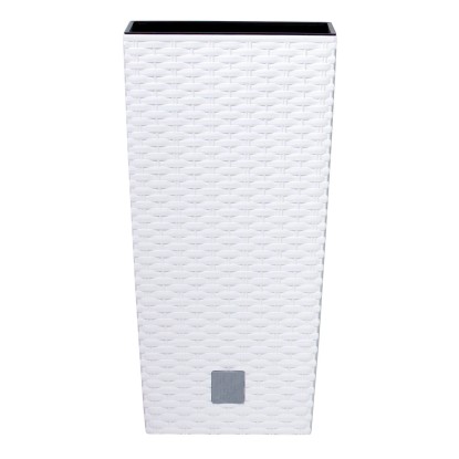 Prosperplast Vysoký květináč ratanového vzhledu 33 cm x 33 cm x 61 cm bílý Prosperplast Vysoký květináč ratanového vzhledu 33 cm x 33 cm x 61 cm bílý