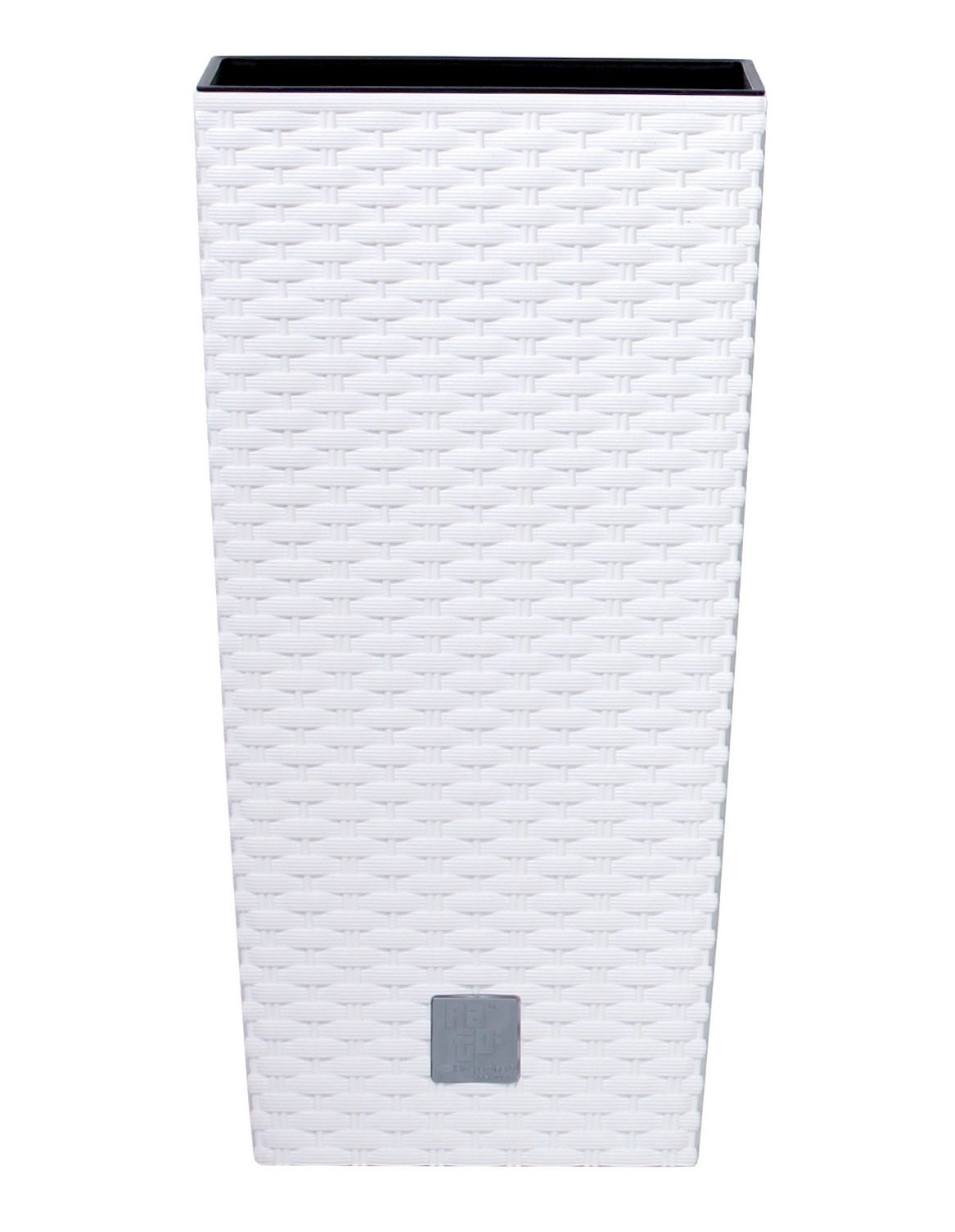 Prosperplast Vysoký květináč ratanového vzhledu 33 cm x 33 cm x 61 cm bílý Prosperplast Vysoký květináč ratanového vzhledu 33 cm x 33 cm x 61 cm bílý