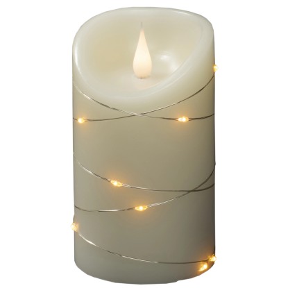 Konstsmide 12 LED v podobě kapek svíčky z pravého vosku 3D plamen stříbrný drát Konstsmide 12 LED v podobě kapek svíčky z pravého vosku 3D plamen stříbrný drát