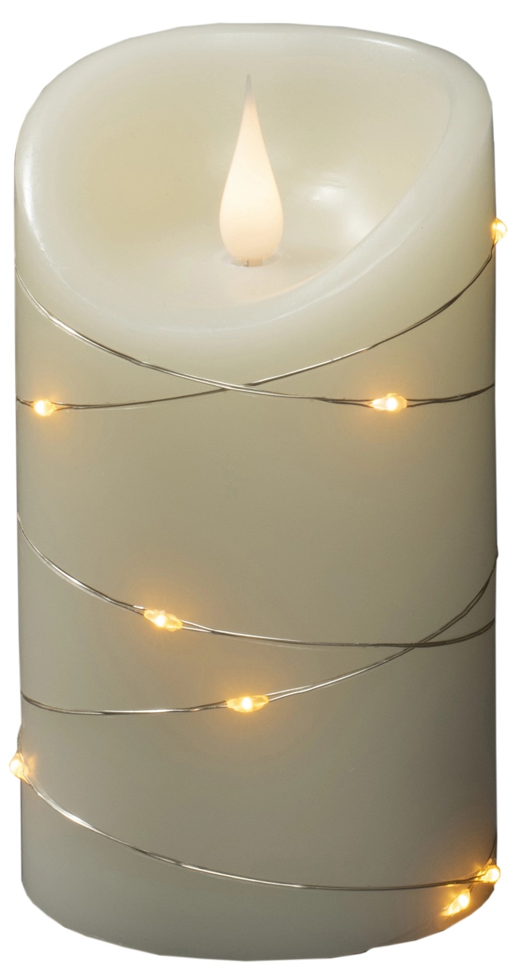 Konstsmide 12 LED v podobě kapek svíčky z pravého vosku 3D plamen stříbrný drát Konstsmide 12 LED v podobě kapek svíčky z pravého vosku 3D plamen stříbrný drát