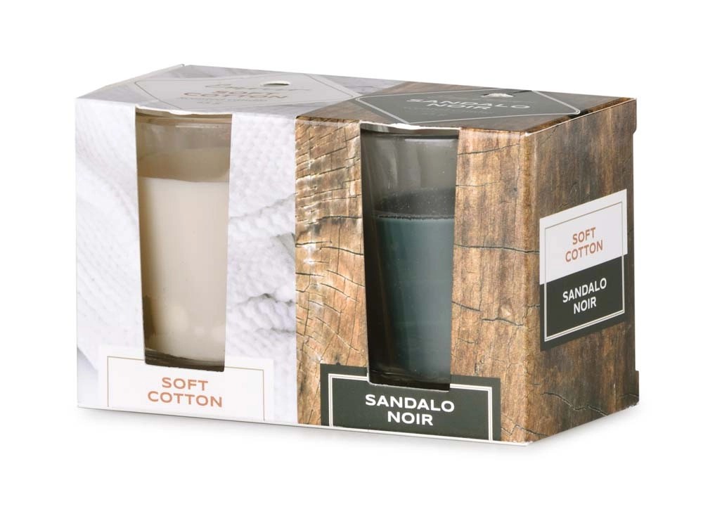 Emocio Svíčka ve skle Soft Cotton & Sandalo Noir 2 ks, 52 x 65 mm Emocio Svíčka ve skle Soft Cotton & Sandalo Noir 2 ks, 52 x 65 mm