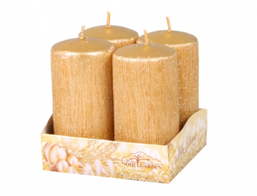 Svíčka adventní PEGAS škrábaná zlatá, pr. 4 x 8 cm, 4 ks Svíčka adventní PEGAS škrábaná zlatá, pr. 4 x 8 cm, 4 ks