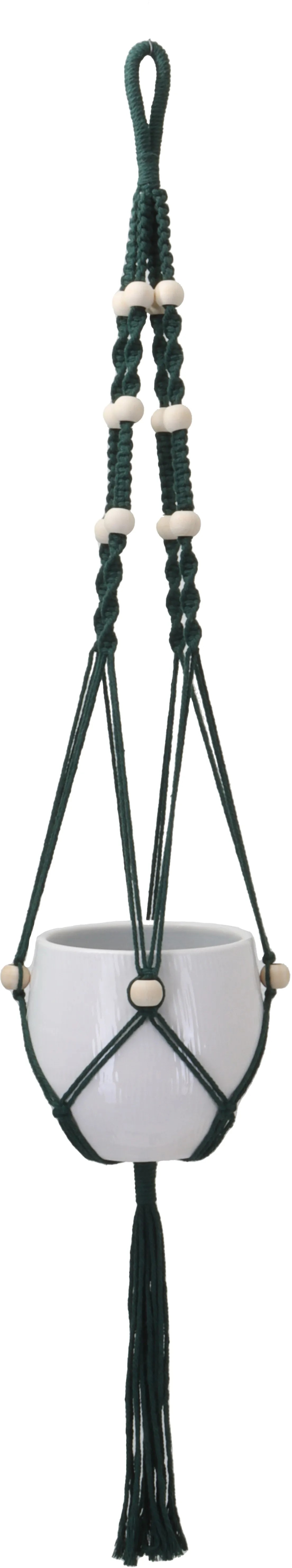 Makramé Závěs na květináč bavlněný tmavě zelený 100 cm Makramé Závěs na květináč bavlněný tmavě zelený 100 cm