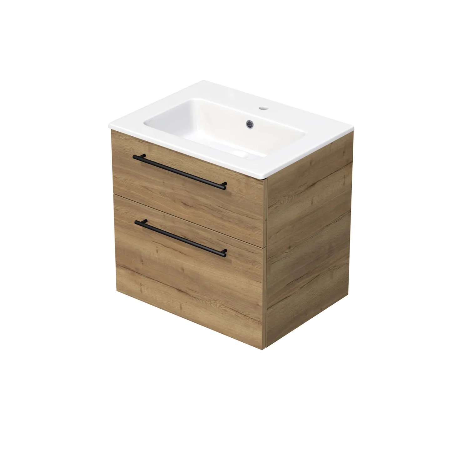 INTEDOOR Koupel.skříň+umyvadlo BEE, úchyt černý, 2 zásuvky, š. 61cm, dub Halifax INTEDOOR Koupel.skříň+umyvadlo BEE, úchyt černý, 2 zásuvky, š. 61cm, dub Halifax