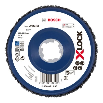 Čisticí kotouč na kov Bosch X-Lock N377, Ø 125 mm, pro čištění kovu a zdiva. Čisticí kotouč na kov Bosch X-Lock N377, Ø 125 mm, pro čištění kovu a zdiva.