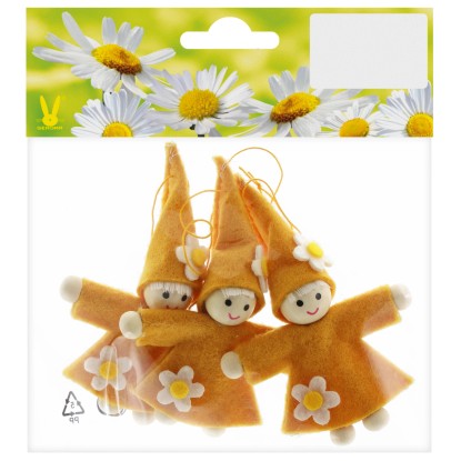 Gerd Rodermund Velikonoční dekorace panenka oranžová 8,5 cm, 3 ks Gerd Rodermund Velikonoční dekorace panenka oranžová 8,5 cm, 3 ks