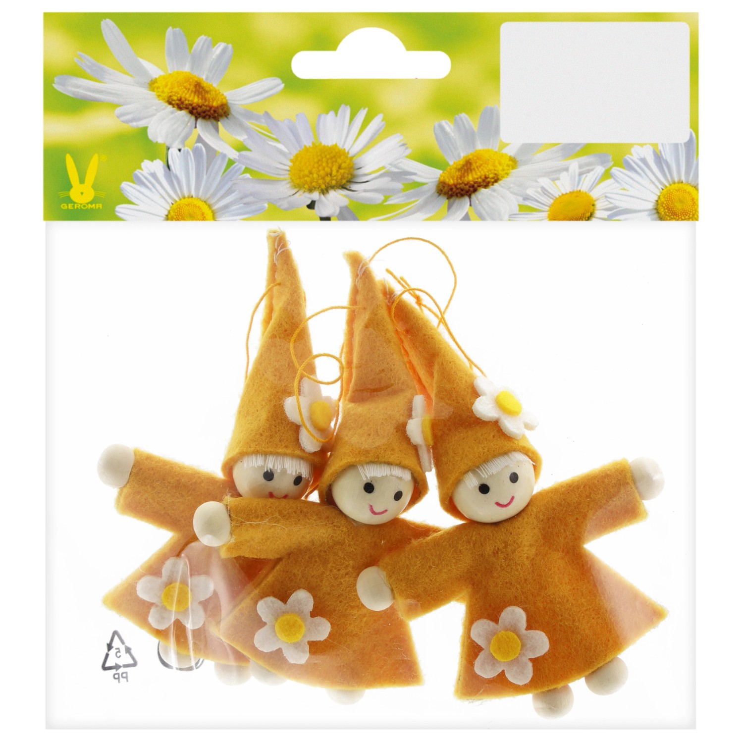 Gerd Rodermund Velikonoční dekorace panenka oranžová 8,5 cm, 3 ks Gerd Rodermund Velikonoční dekorace panenka oranžová 8,5 cm, 3 ks