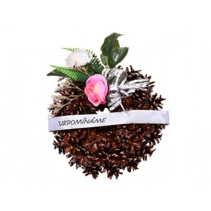 NOHEL GARDEN Hřbitovní věneček šiškový se stuhou lakovaný, pr. 13 cm NOHEL GARDEN Hřbitovní věneček šiškový se stuhou lakovaný, pr. 13 cm