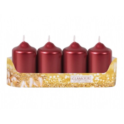 Adventní svíčka válec, metalická lesklá červená, pr. 5 x 9 cm, 4 ks Adventní svíčka válec, metalická lesklá červená, pr. 5 x 9 cm, 4 ks