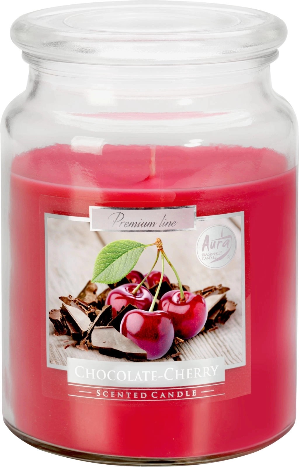 Bispol Vonná svíčka ve skle, čokoláda a višeň, červená, 500 g Bispol Vonná svíčka ve skle, čokoláda a višeň, červená, 500 g