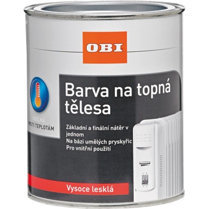 OBI Barva na topná tělesa vysoce lesklá bílá 375 ml OBI Barva na topná tělesa vysoce lesklá bílá 375 ml