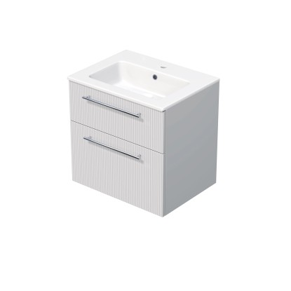 INTEDOOR Koupel.skříň+umyvadlo BEE, úchyt chrom, 2 zás., š. 61 cm, bílá 3D pruhy INTEDOOR Koupel.skříň+umyvadlo BEE, úchyt chrom, 2 zás., š. 61 cm, bílá 3D pruhy