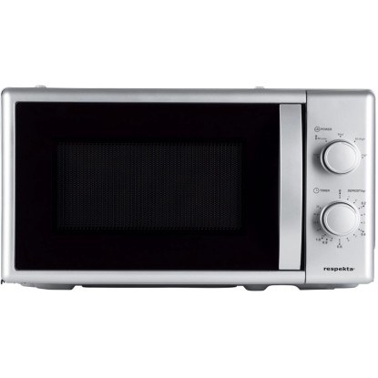 Mikrovlnná trouba Respekta MW700 pro mini kuchyňku, stříbrná s otočnými ovladači. Mikrovlnná trouba Respekta MW700 pro mini kuchyňku, stříbrná s otočnými ovladači.