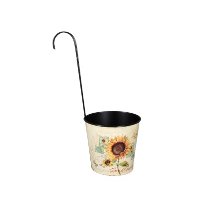 Obal SLUNEČNICE s hákem plechový d14x13cm Obal SLUNEČNICE s hákem plechový d14x13cm