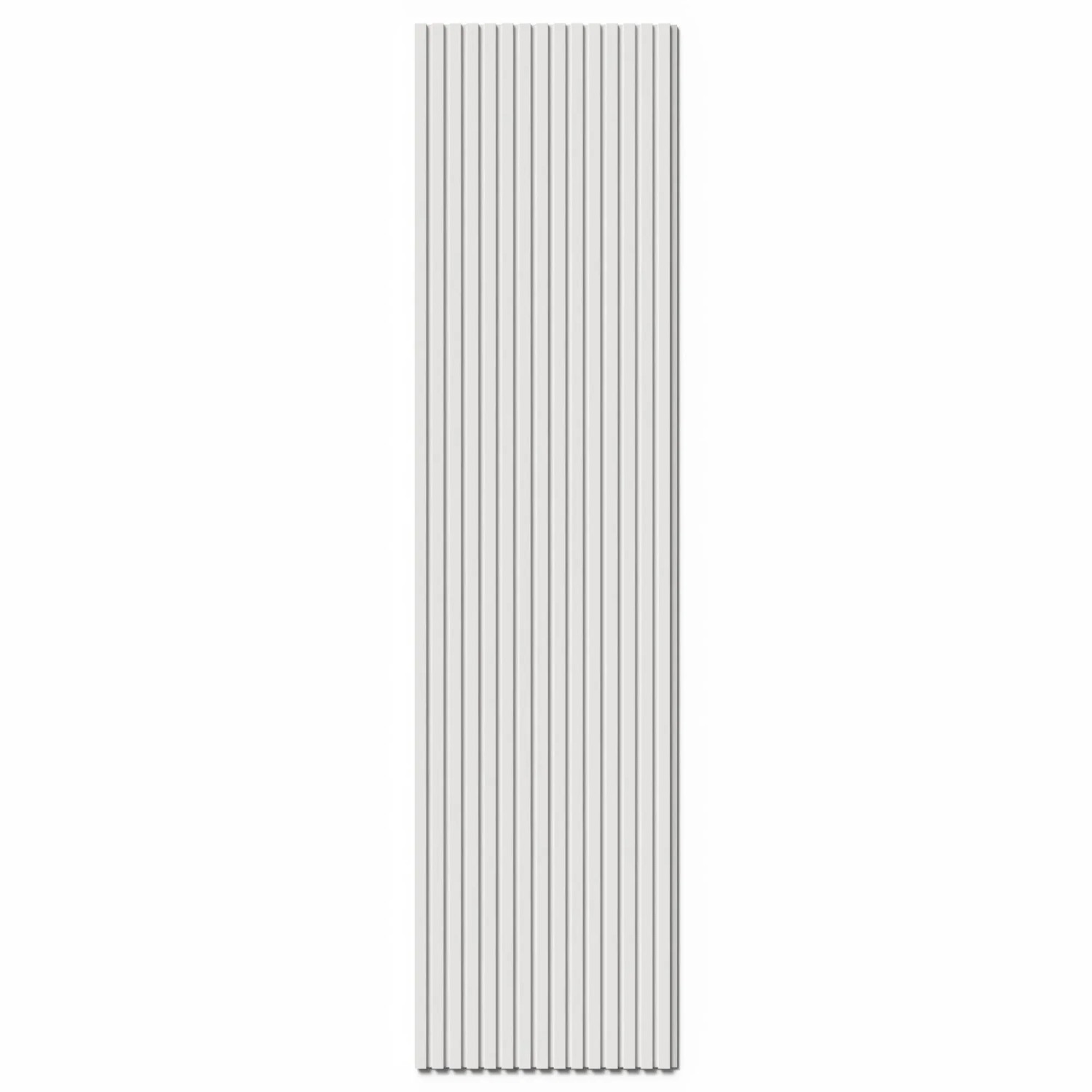 Bílý akustický panel s MDF lamelami potaženými plstí pro obklad stěn, délka 240 cm. Bílý akustický panel s MDF lamelami potaženými plstí pro obklad stěn, délka 240 cm.