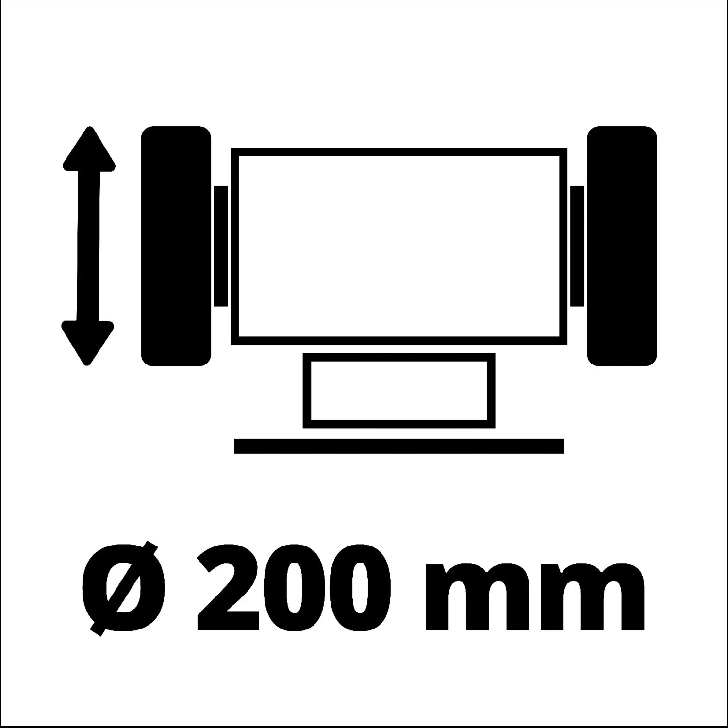 Symbol pro dvoukotoučovou brusku Einhell TC-BG 200 L s průměrem brusného kotouče 200mm. Symbol pro dvoukotoučovou brusku Einhell TC-BG 200 L s průměrem brusného kotouče 200mm.