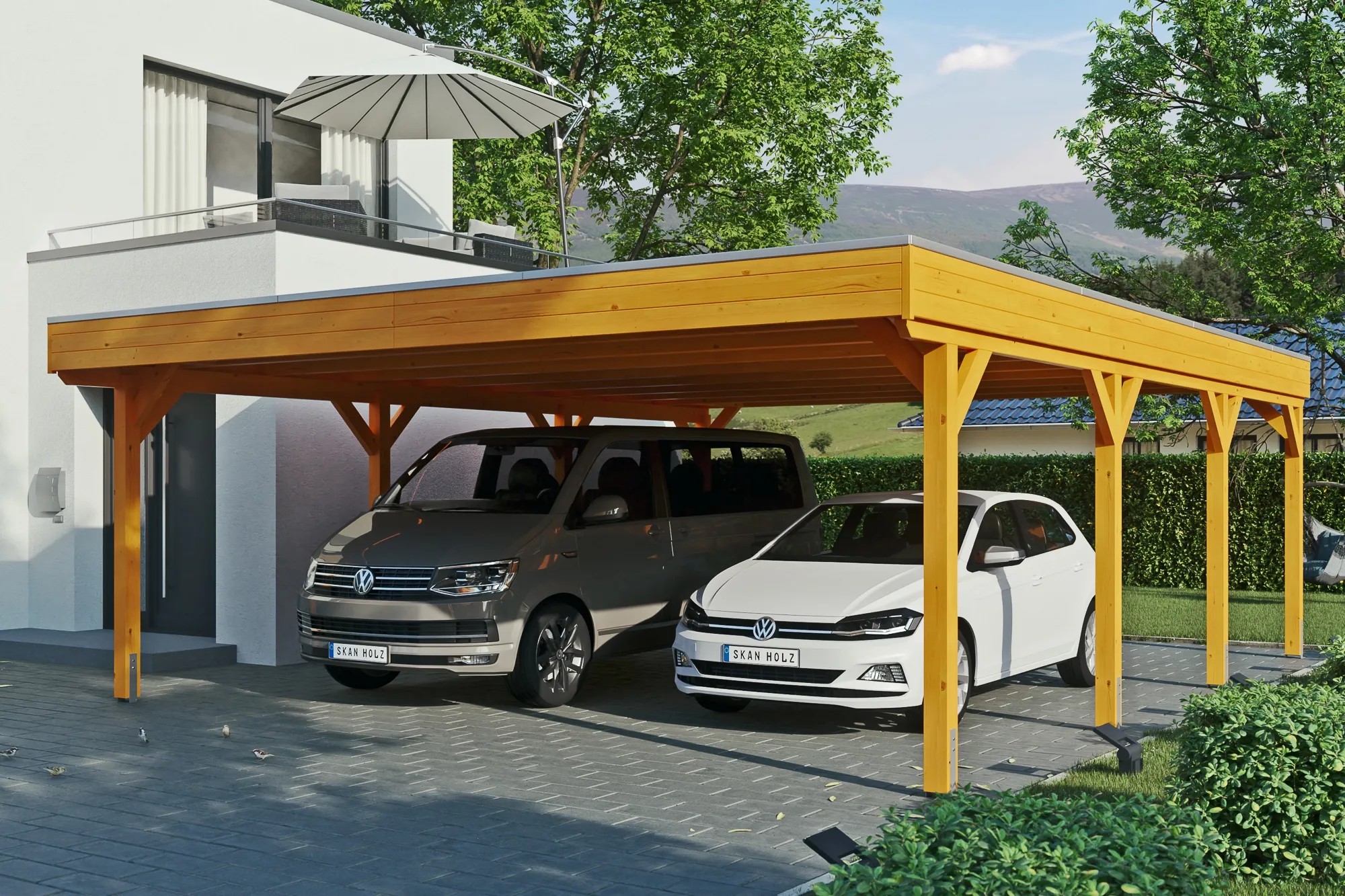 Skan Holz Přístřešek na auto Grunewald EPDM, dub světlý, 622 x 796 cm Skan Holz Přístřešek na auto Grunewald EPDM, dub světlý, 622 x 796 cm