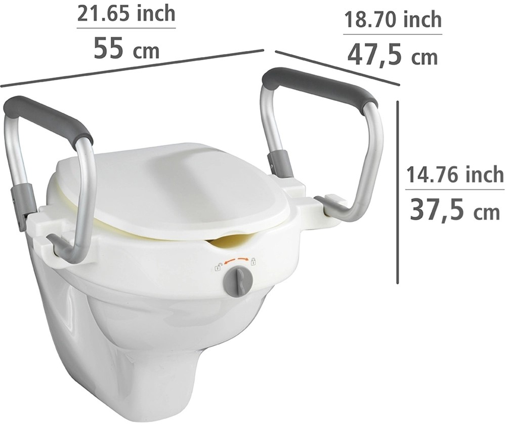 Wenko Zvýšené WC sedátko Secura s podpěrnými rukojeťmi, 10 cm, bílá Wenko Zvýšené WC sedátko Secura s podpěrnými rukojeťmi, 10 cm, bílá