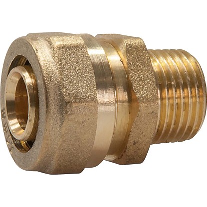 Přechodová spojka se svěracím kroužkem 16 mm x 21 mm (R 1/2) mosaz Přechodová spojka se svěracím kroužkem 16 mm x 21 mm (R 1/2) mosaz