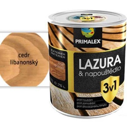 PRIMALEX Lazura a napouštědlo 3v1 cedr libanonský 0,75 l PRIMALEX Lazura a napouštědlo 3v1 cedr libanonský 0,75 l