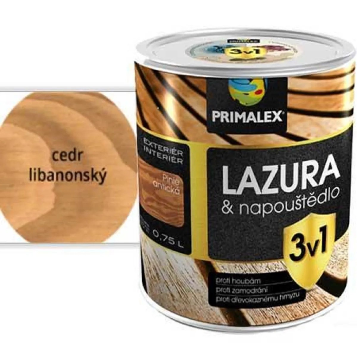 PRIMALEX Lazura a napouštědlo 3v1 cedr libanonský 0,75 l PRIMALEX Lazura a napouštědlo 3v1 cedr libanonský 0,75 l