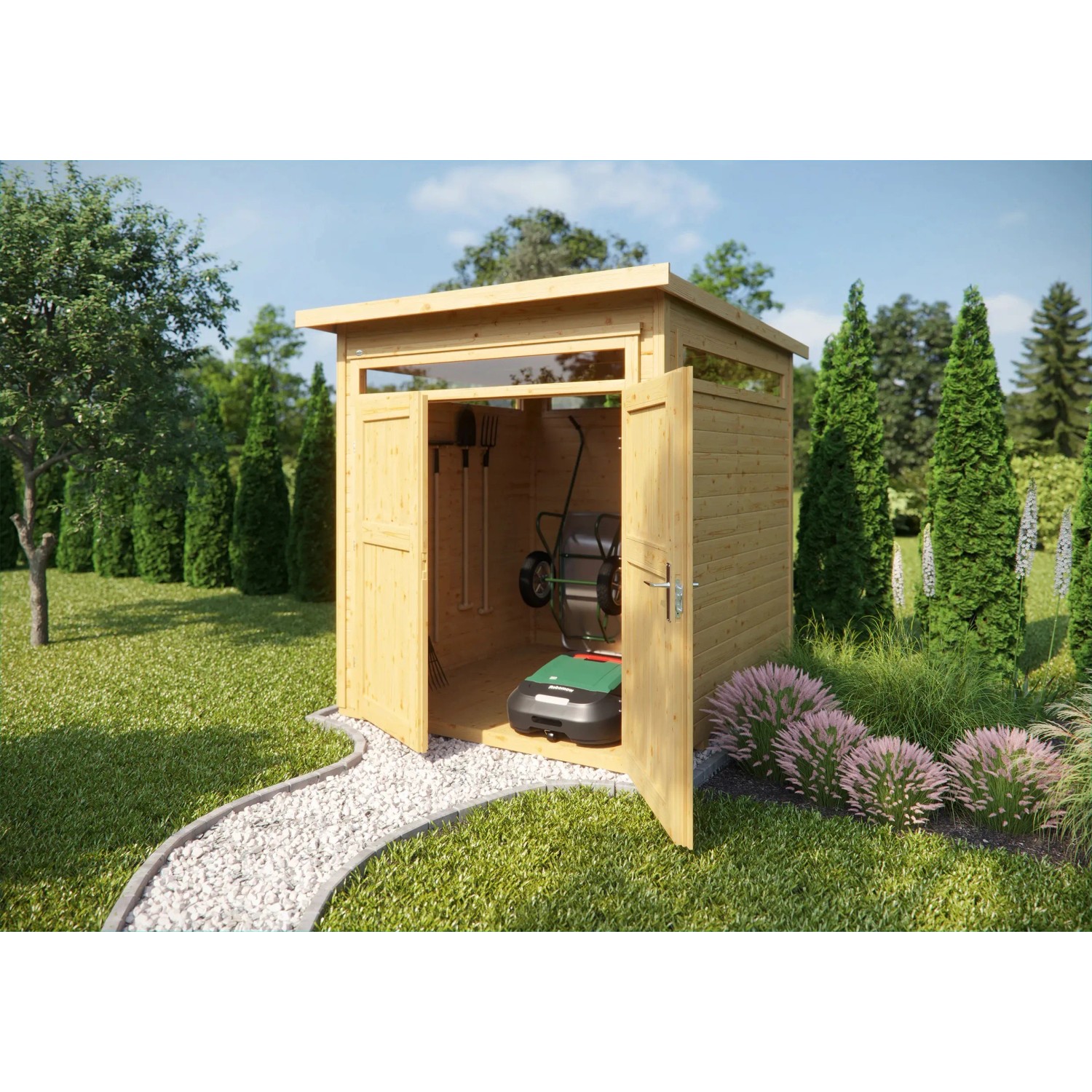Weka Dřevěný zahradní domek se 4 světlíky 265 vel. 1, přírodní, 205 x 115 cm Weka Dřevěný zahradní domek se 4 světlíky 265 vel. 1, přírodní, 205 x 115 cm