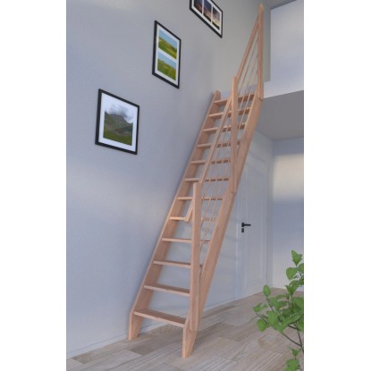 Schodiště StarWood buk s dřevěným zábradlím Basic, neošetřené. Prostorově úsporný design pro vnitřní použití. Schodiště StarWood buk s dřevěným zábradlím Basic, neošetřené. Prostorově úsporný design pro vnitřní použití.