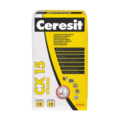 Ceresit Rychletvrdnoucí montážní malta o vysoké pevnosti CX 15, 25 kg Ceresit Rychletvrdnoucí montážní malta o vysoké pevnosti CX 15, 25 kg