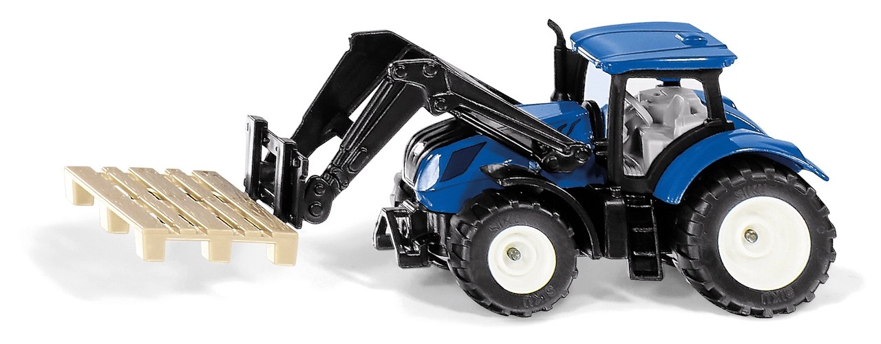 SIKU Kovový model Traktor New Holland s paletovými vidlemi a paletou SIKU Kovový model Traktor New Holland s paletovými vidlemi a paletou