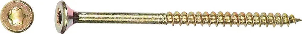 Šroub do dřevotřísky se zápustnou hlavou, 5x70 mm, ocel, 50 kusů, zlatá barva. Šroub do dřevotřísky se zápustnou hlavou, 5x70 mm, ocel, 50 kusů, zlatá barva.