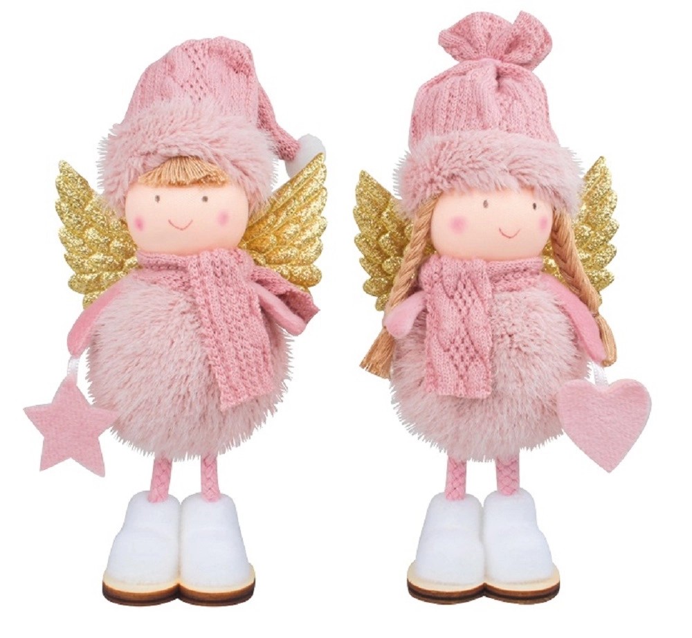 Andílek na postavení růžový 16 cm Andílek na postavení růžový 16 cm