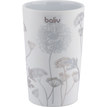 baliv Kelímek na zubní kartáčky, keramika, květiny, bílo-šedá, pr. 7,1 x 10,9 cm baliv Kelímek na zubní kartáčky, keramika, květiny, bílo-šedá, pr. 7,1 x 10,9 cm