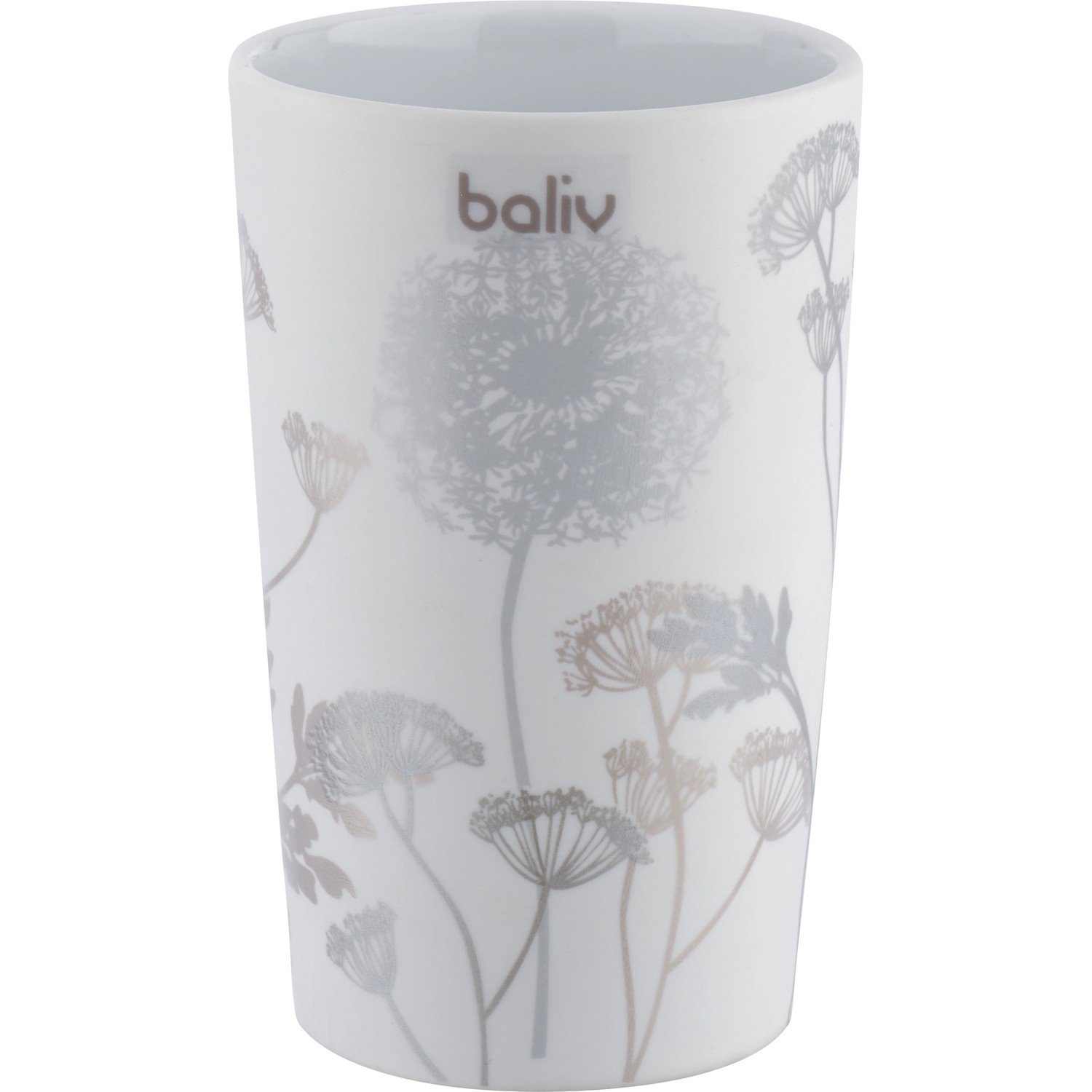 baliv Kelímek na zubní kartáčky, keramika, květiny, bílo-šedá, pr. 7,1 x 10,9 cm baliv Kelímek na zubní kartáčky, keramika, květiny, bílo-šedá, pr. 7,1 x 10,9 cm