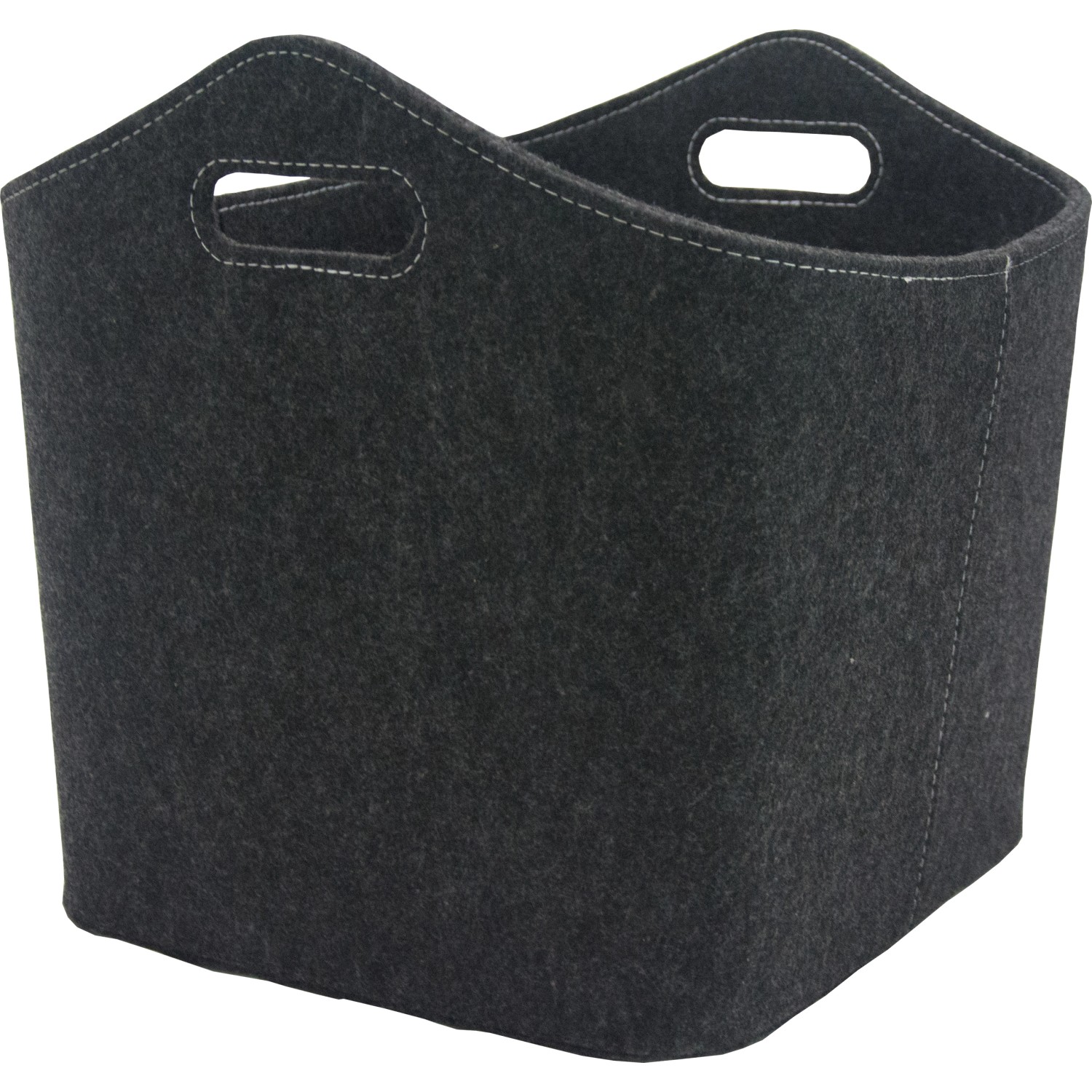 Plstěný koš na krbové dřevo, tmavě šedá, 45 l, 35 x 37,6 x 38 cm