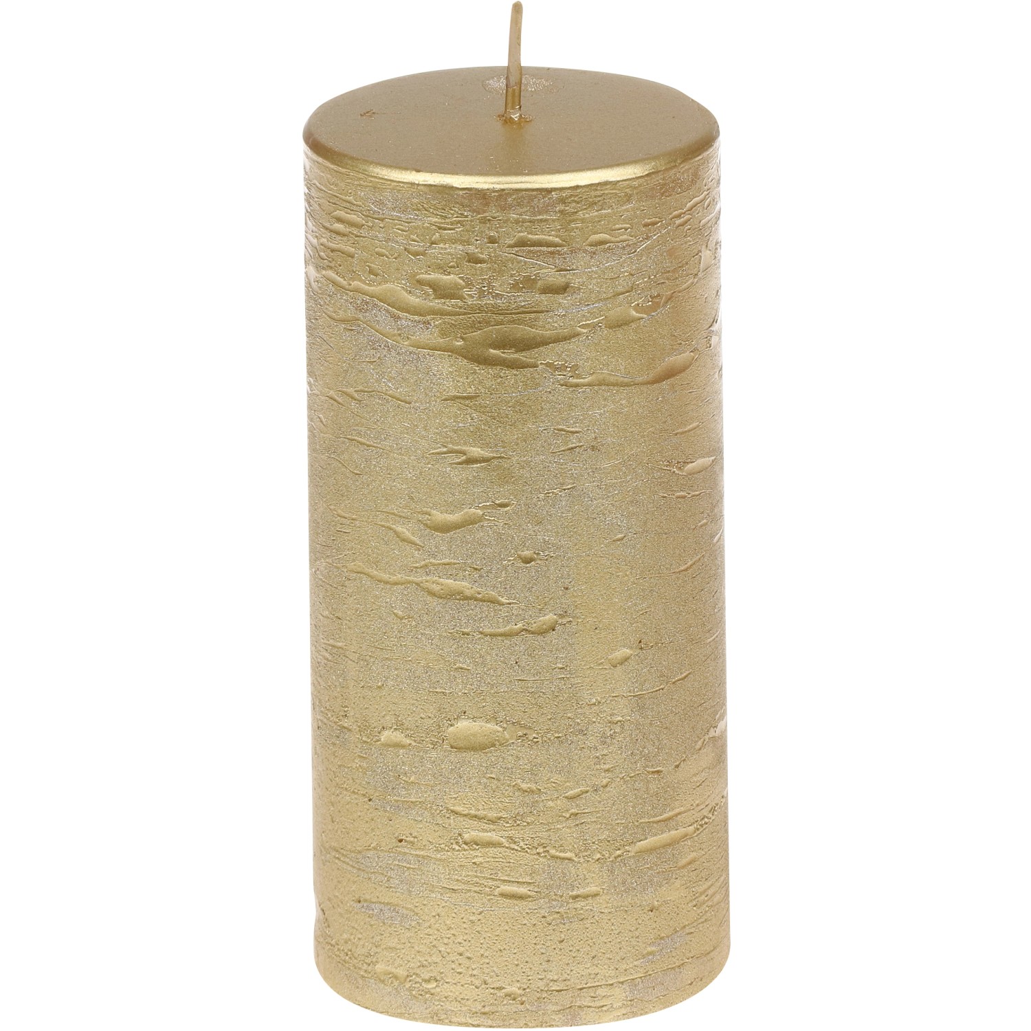 Steinhart Válcová svíčka Rustic-Glanz, zlatá, pr. 5,8 x 12 cm